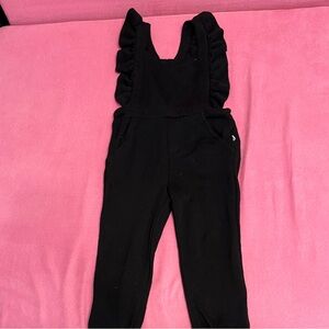 Posh Peanut Black Ruffled Kids Overalls 3T-4T